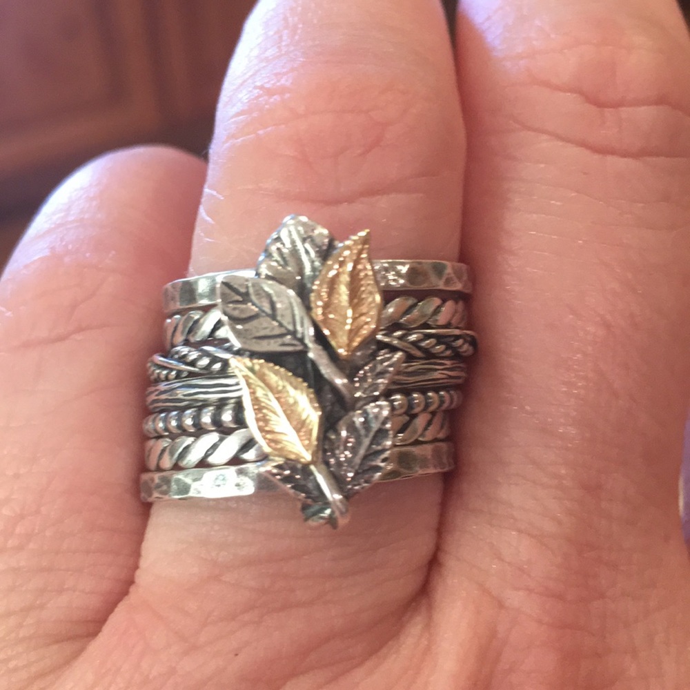 Sterling silver 14K gold multi-band ring